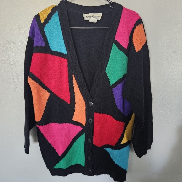 Norton McNaughton Sweaters - Norton McNaughton Vintage Womens Small Colorful Geometric Cardigan Sweater Funky